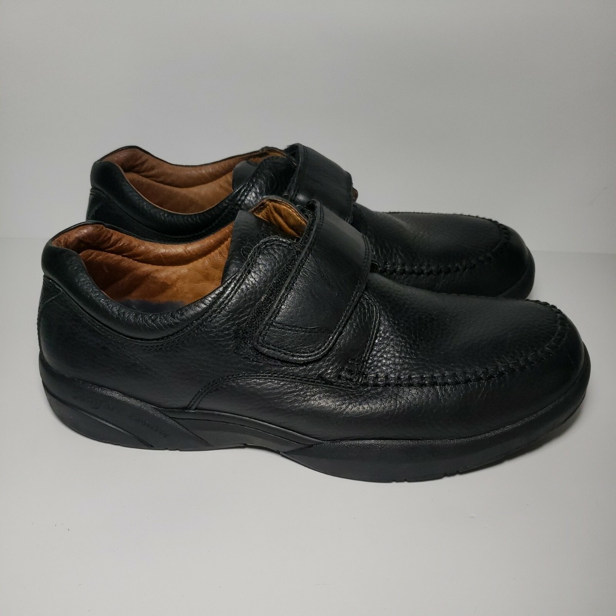 Comfort Scott Mens 13 XW Extra Wide Black Leather Loafer Strap Slip On  Shoes