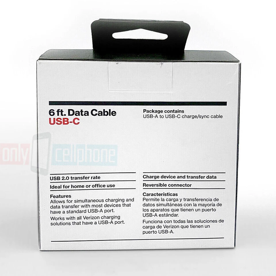 Cable de datos de carga rápida original Verizon negro 6 pies USB a USB-C (Tipo C) Foto 3 de 4