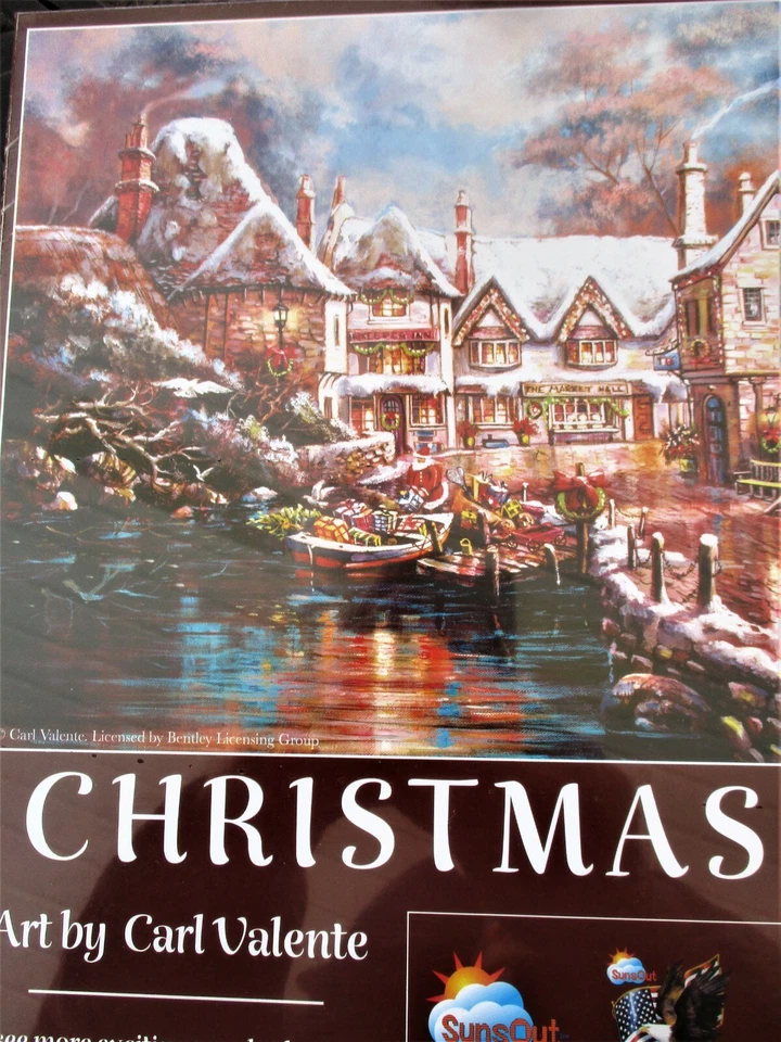  1,000 Piece Carl Valente Art Puzzle  " Christmas Cove " 19" x 30" SunsOut - Image 3 of 4