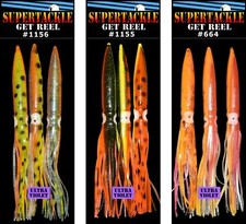 9 Supertackle Get Reel - 6½" Squid Patterns - Halibut Salmon & Big Game