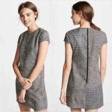 Alice & Olivia Grey Colley Mixed Plaid Sparkle Cap Sleeve Mini Dress Size 6