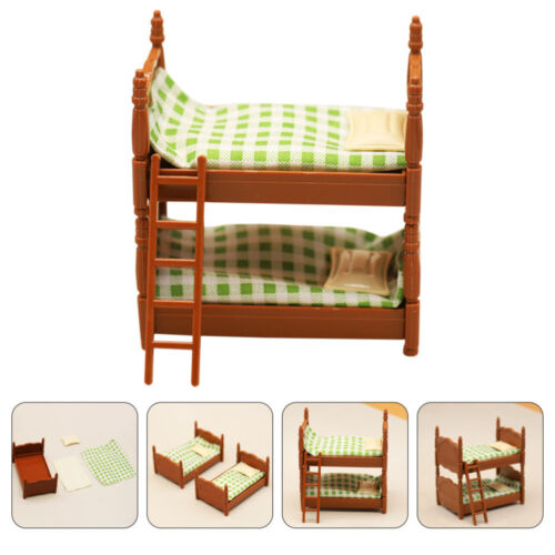  Miniature House Furniture Kids Suit Dollhouse Double Bed Models Accessories - Picture 1 of 12