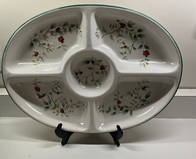 Large Pfaltzgraff Winterberry 5-way Divided Oval Serving Tray/platter