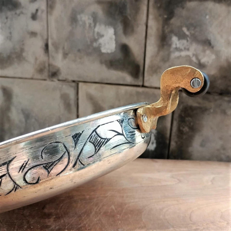 Turkish Handmade Copper Frying Pan Set, 3-Piece Pot/Frying Pan, Silver-Colored . - Image 4 of 4