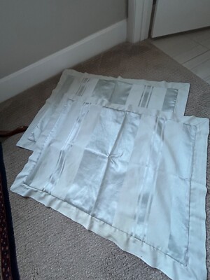 2 Standard Shams by Macy's HOTEL COLLECTION ICY BLUE STRIPES SATEEN w Flange