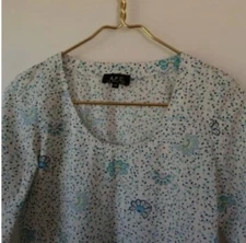 A.P.C. Dot Floral 3/4 Sleeve Blouse French Designer Spring Summer sweet pattern