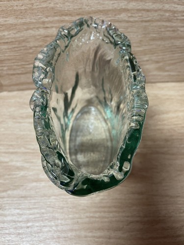 Hand blown San Miguel Vidrios glass Flower Floral vase Iceberg Green oval - Picture 8 of 9