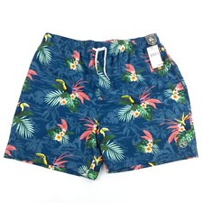 Ocean Current Mens XL Hawiian Swim Shorts Blue Colorfull Toucan Bird Floral NEW