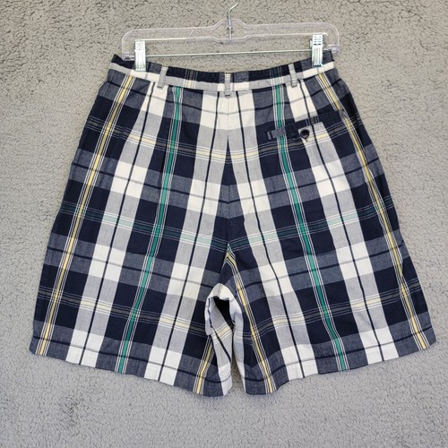 Vintage Pendleton Shorts Women’s Size 12 Blue Plaid Cotton High-Rise Mom Shorts - Picture 8 of 13