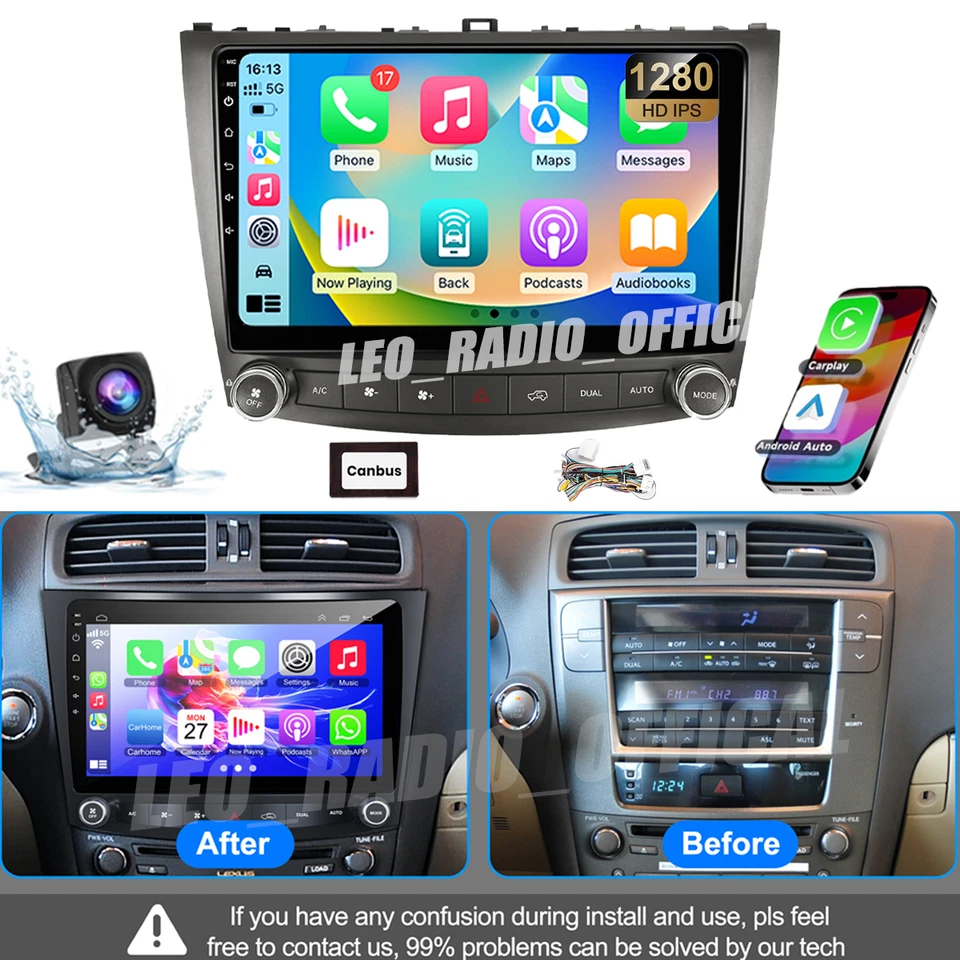 For 2006-2012 Lexus IS250 IS350 Android Apple CarPlay Car Stereo Radio GPS Navi Foto 3 de 4