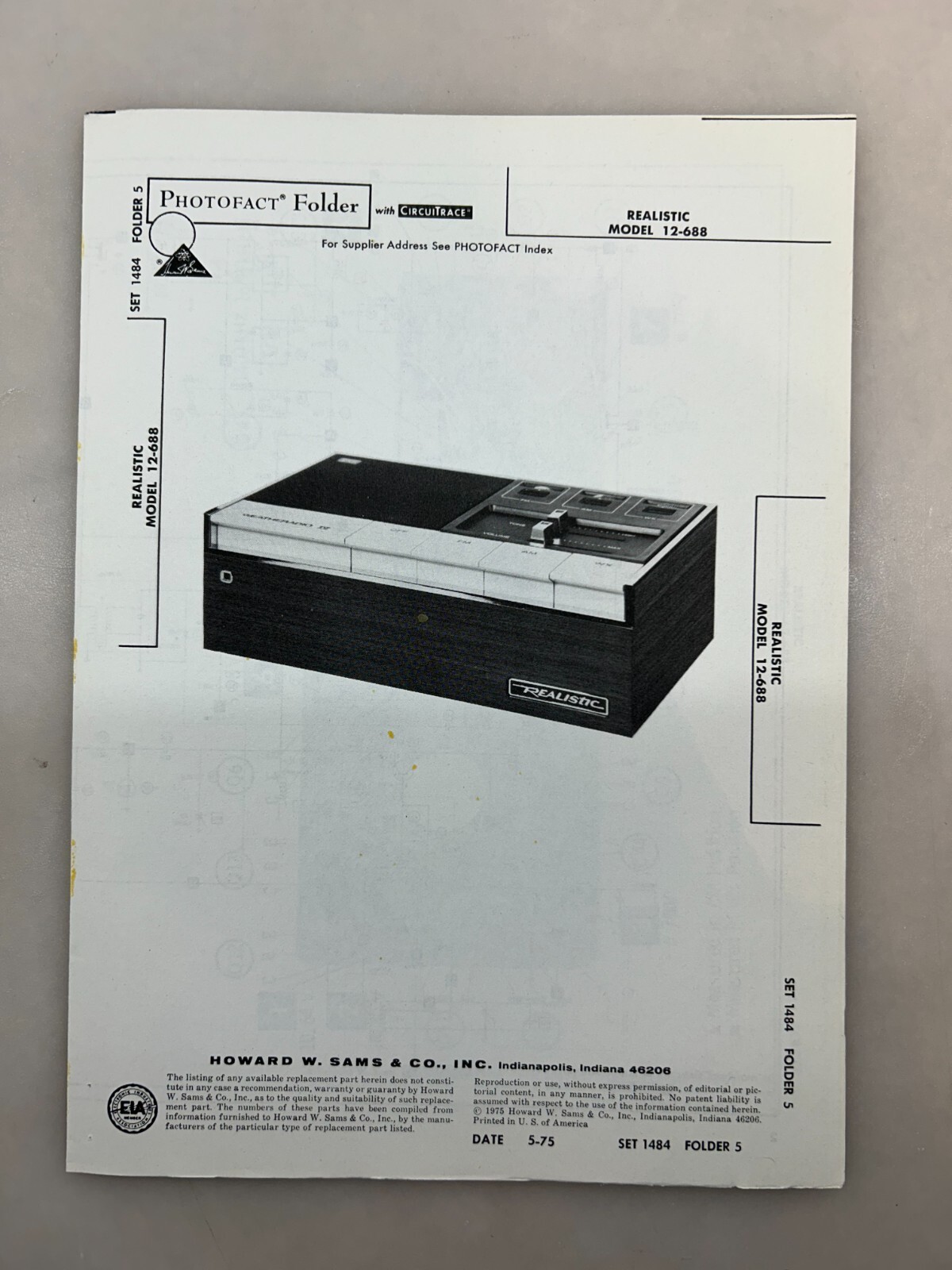 Realistic 12-688 Service Manual Sams Photofact Free Shipping