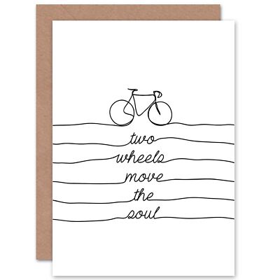 Fahrrad Zitat zwei Räder bewegen Seele Squiggle Linien leere Grußkarte