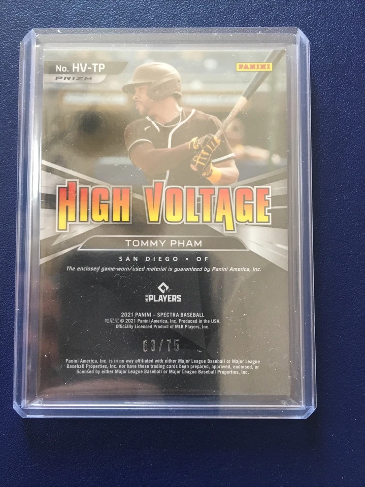 Tommy Pham 2021 Panini Spectra High Voltage Game Worn Patch 63/75 Padres🔥🔥🔥 - Image 2 of 3