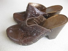 Schuhe Damen Gr. 36 Clogs Graceland Holzclogs Pantoletten Nieten braun