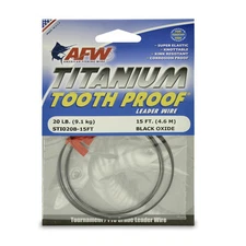 AFW TOOTH PROOF TITANIUM LEADER-Single Strand Wire-20LB Test - NEW! STI020B-15FT