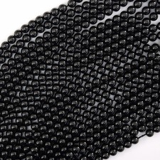 AA Natural Black Spinel Round Beads Gemstone 15" Strand 3mm 4mm