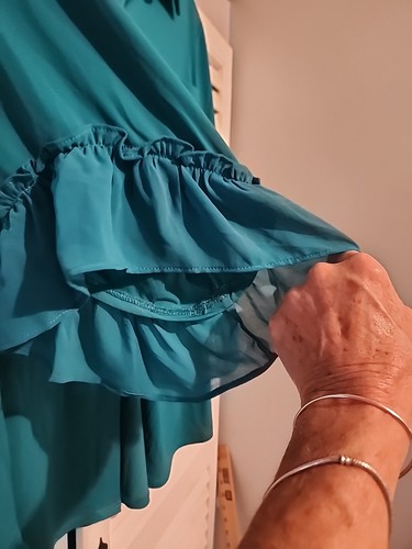 Susan Graver Liquid Knit TEAL BUTTON UP LOVELY BLOUSE VGUC~ SIZE LARGE - Picture 5 of 8