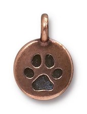Antiqued Copper Puppy Paw Charm 16x12mm Greece Pewter Large Hole