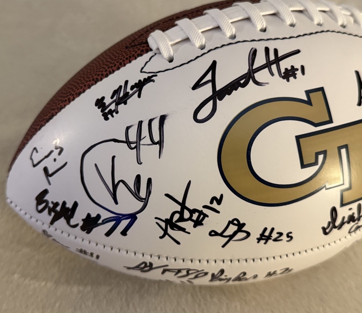 2025 GEORGIA TECH YELLOW JACKETS TEAM SIGNED LOGO FOOTBALL W/COA HAYNES KING