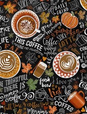 Pumpkin Spice Fabric BTY, Coffee Fabric, TTF C7034, Quilting Cotton