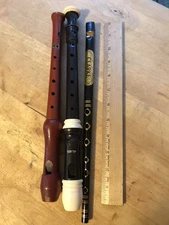 3 RECORDERS Flute Schreiber Sonata CLARKE England Tin Wood AULOS 303N E lot