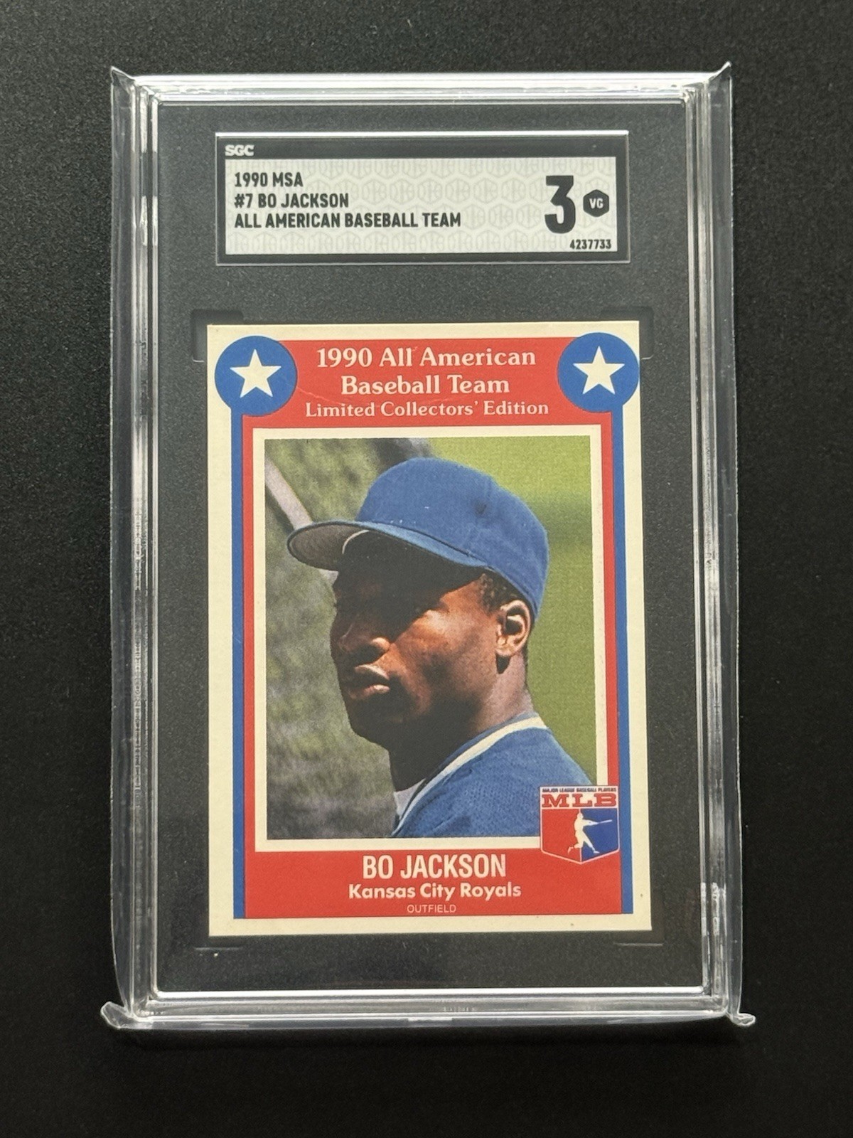 1990 MSA #7 BO JACKSON ALL AMERICAN BASEBALL TEAM SGC 3