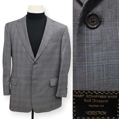 HART SCHAFFNER MARX GOLD TRUMPETER mens gray sport coat suit jacket blazer 44 R