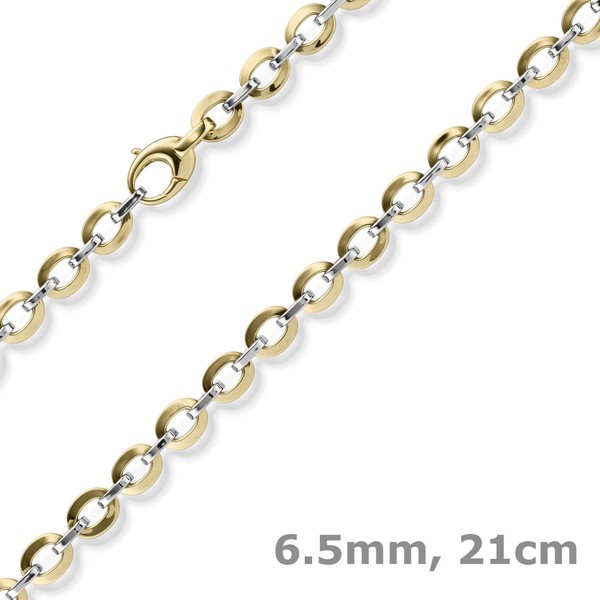 6,5Mm Phantasie-Armband Armschmuck 585 Gold Gelbgold WeißGold Bicolor 21Cm-image