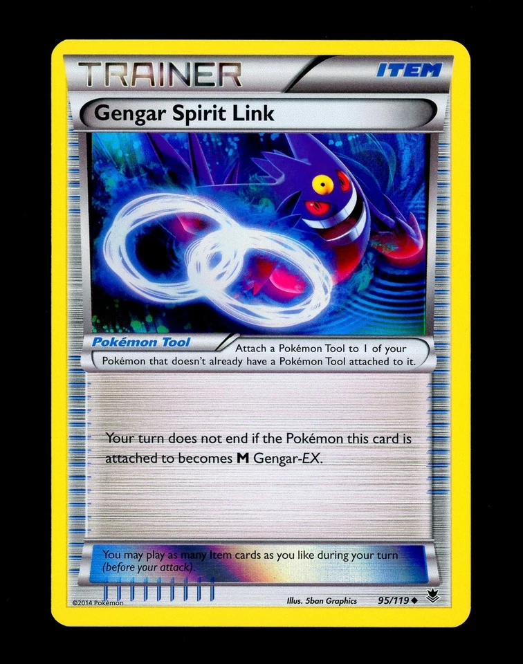 2014 Pokemon GENGAR SPIRIT LINK Phantom Forces REVERSE HOLO Foil XY Card 95/119 - Image 4 of 4