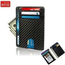 For Men Leather Wallet RFID Blocking Credit Card Holder ID Window Front Pocket