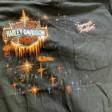 [RARE] VTG 80,S HARLEY TSHIRT CYCLE STOP ROCHESTER NY SINGLE POCKET FIREWORKS XL