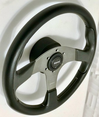MOMO FALCON Steering Wheel 348mm Yellow Stitching 1997 JDM Race 86