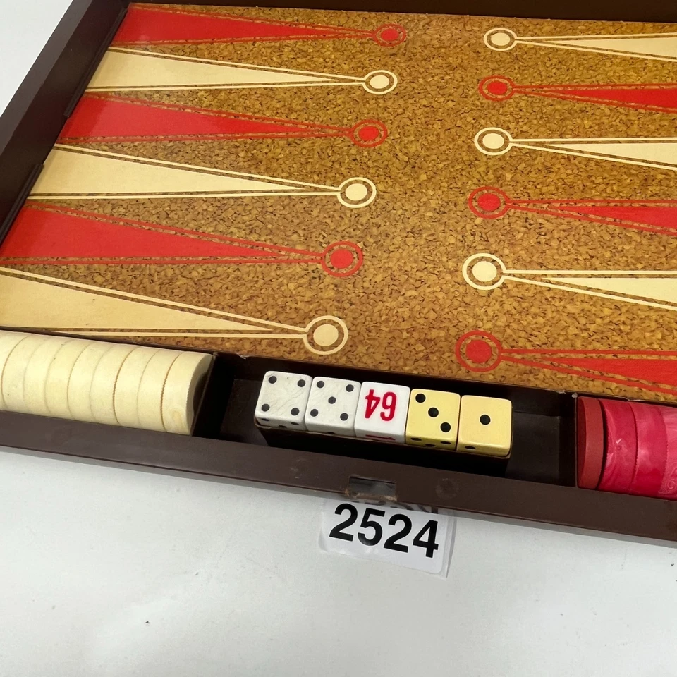 Vintage Tournament Backgammon Set with Case - COMPLETE - Image 4 of 4