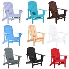 Outsunny Wood Adirondack Chair, Wooden Outdoor & Patio Seating