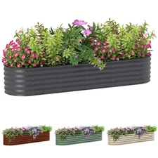 Outsunny Galvanized Raised Garden Bed Planter Box, 7.9' x 2' x 1.4'