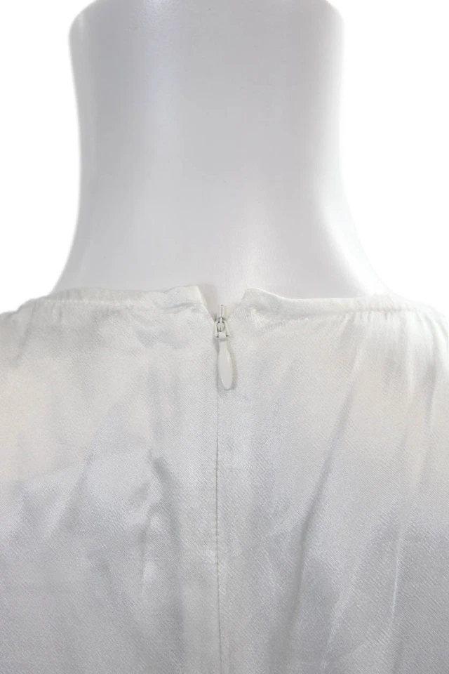 Vestido midi de satén blanco con cremallera trasera manga corta cuello en V The Kooples para mujer talla 0 Foto 4 de 4