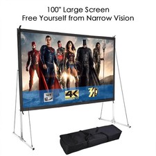 100inch Projector Screen with Stand 16:9 Outdoor Projection Screen Fast Folding
