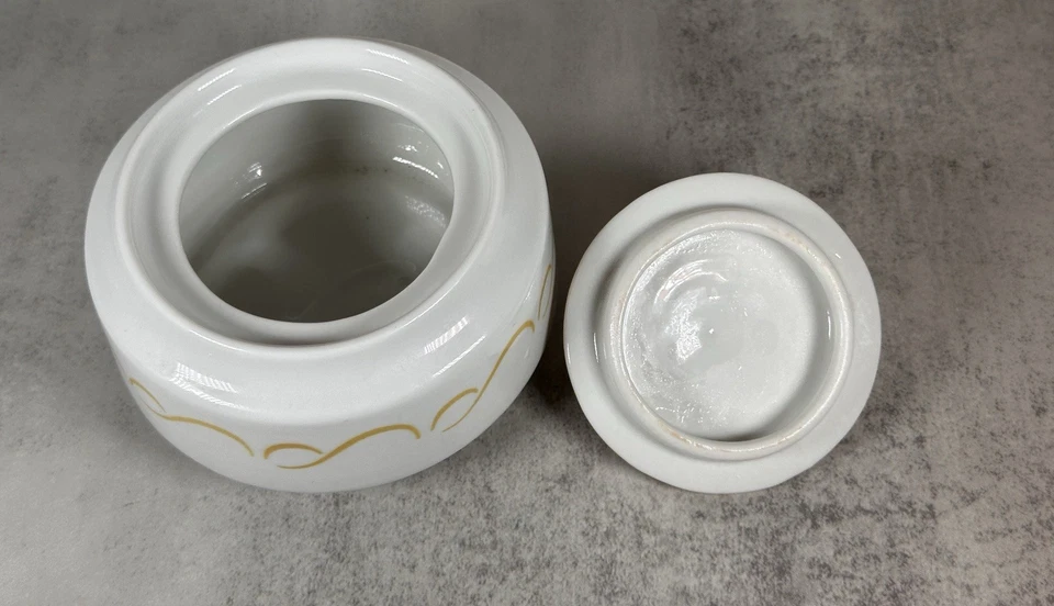 JACKSON CHINA MCM Amarillo Remolino Restaurante Artículos Sugar Bowl Tapa Falls Creek PA Foto 4 de 4