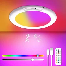 13 Colours Battery Operated Ceiling Lights, Rechargeable Motion Sensor Light ...