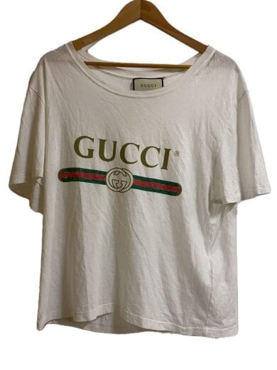GUCCI cotton T-shirt in white with minor thread fraying size M