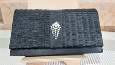 New Black Evening Clutch Bag. Ruched front, Wedding, Cruise, Occasion