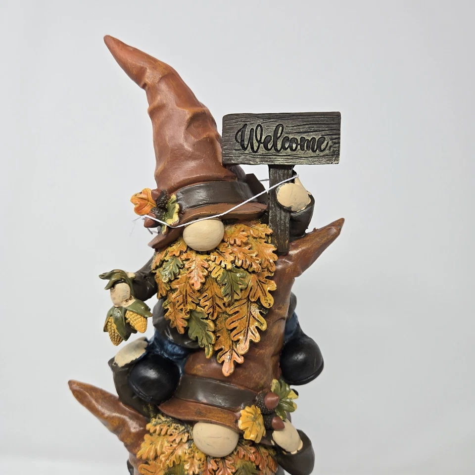 3 Gnomos Apilados Otoño Otoño Resina Estatuilla 15" Bienvenida Gnomo Pila Nuevo Foto 2 de 4
