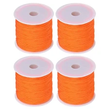 4 Rolls Nylon Beading Thread Knotting Cord 0.8mm 50 Yard String, Bright Orange