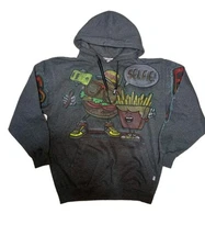 Hamburger And Fries Anime Pro Club Gray Hoodie - Men's Large  