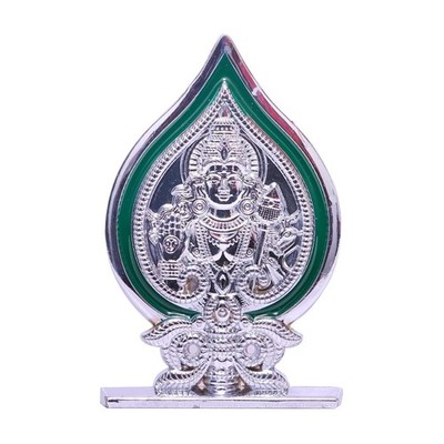 Lord Murugan Blatt Statue für Tempel/Auto Armaturenbrett (Metall, silberfarben)