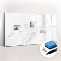 Magnetboard Glas Inkl Magneten Marker Schwamm Dekorativer Marmor 120X60 Cm
