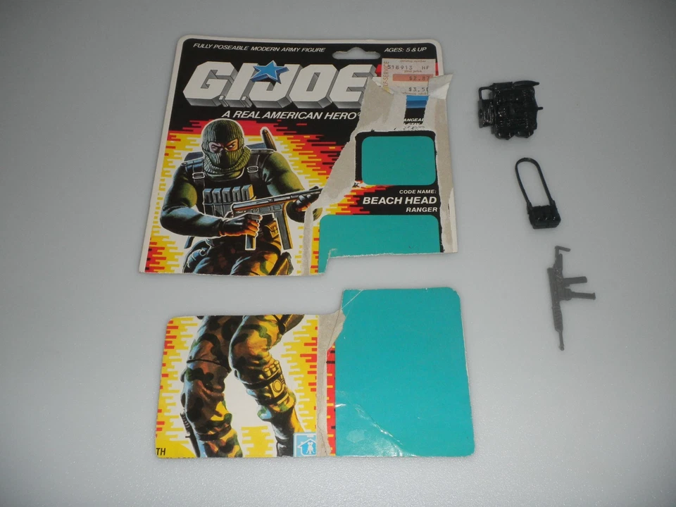 Figura y tarjeta Beach Head v1 1986 de colección G.I. GI Joe 3.75 ARAH Lote 100% Completo Foto 2 de 4