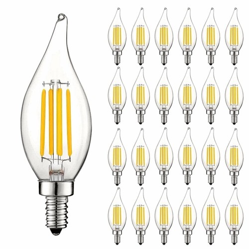 24x Luxrite 5W Vintage Candelabra LED Bulb Dimmable 2700K 550lm Warm White E12 - Picture 1 of 7