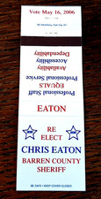 Vintage Matchbook: Vote Chris Eaton Barren County Sheriff, Glasgow, KY