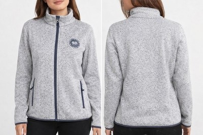 Ivory Ella Fleece Jacket Womens M Gray Full Zip Cozy Pockets